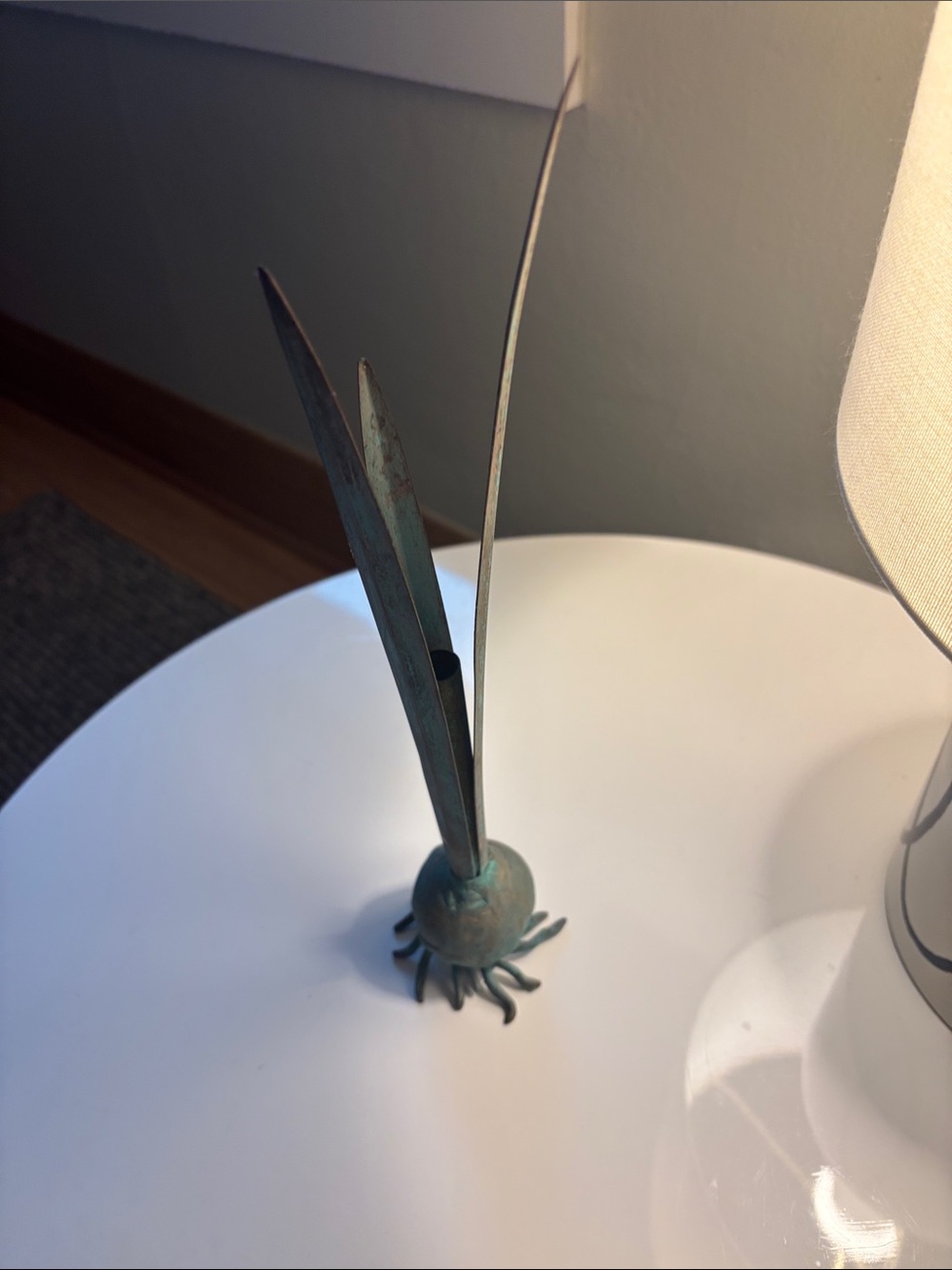 1985 Carnevale Verdigris Brass Onion Bud Vase in great condition!